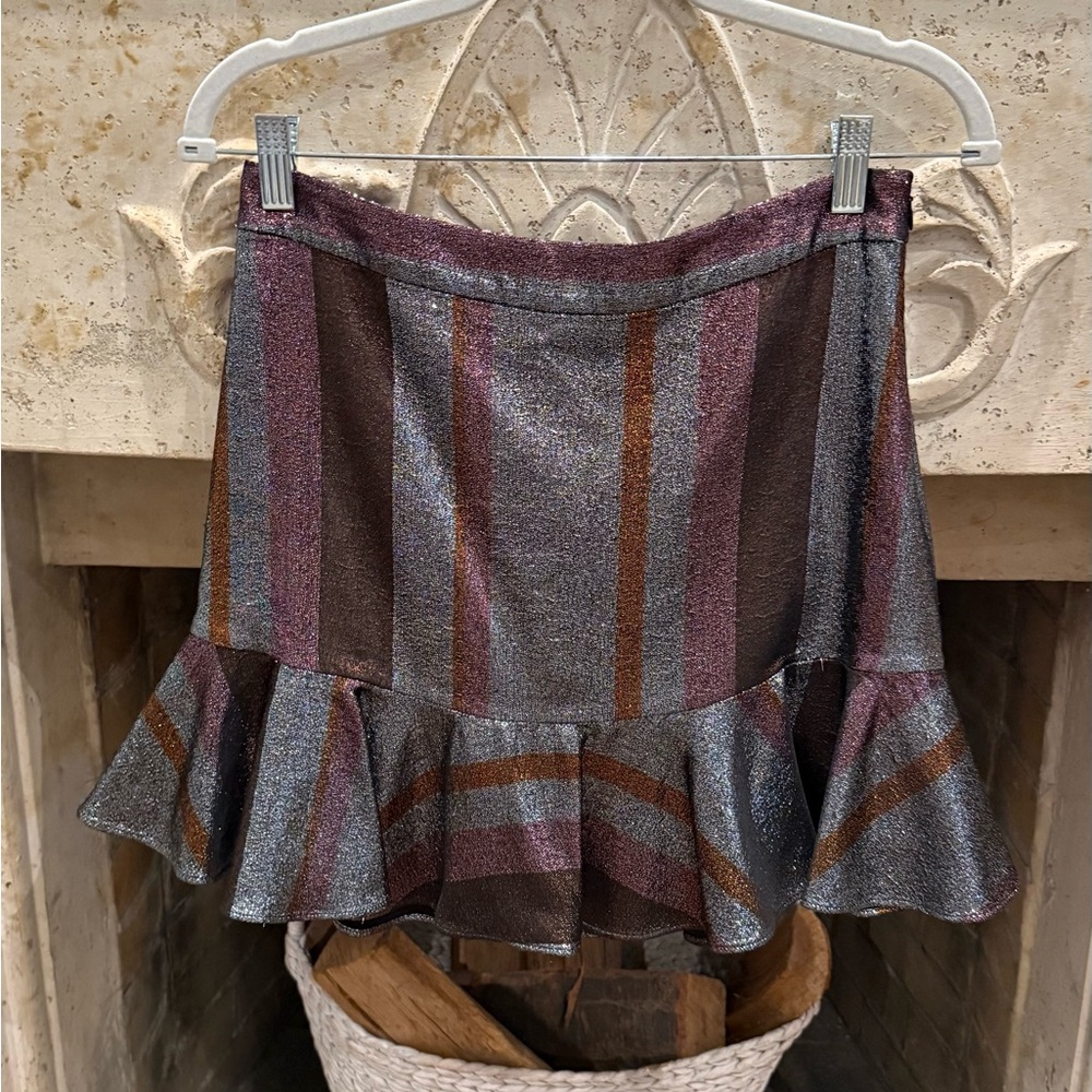 10 Crosby Derek Lam Shimmering Striped Mini Skirt